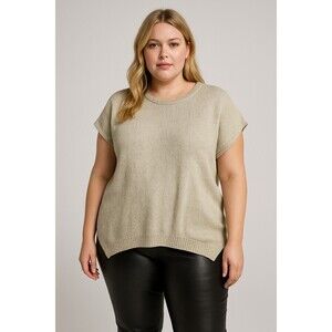 Karen Scott II Wool Blend Sparkle Short Sleeve Sweater 20W
